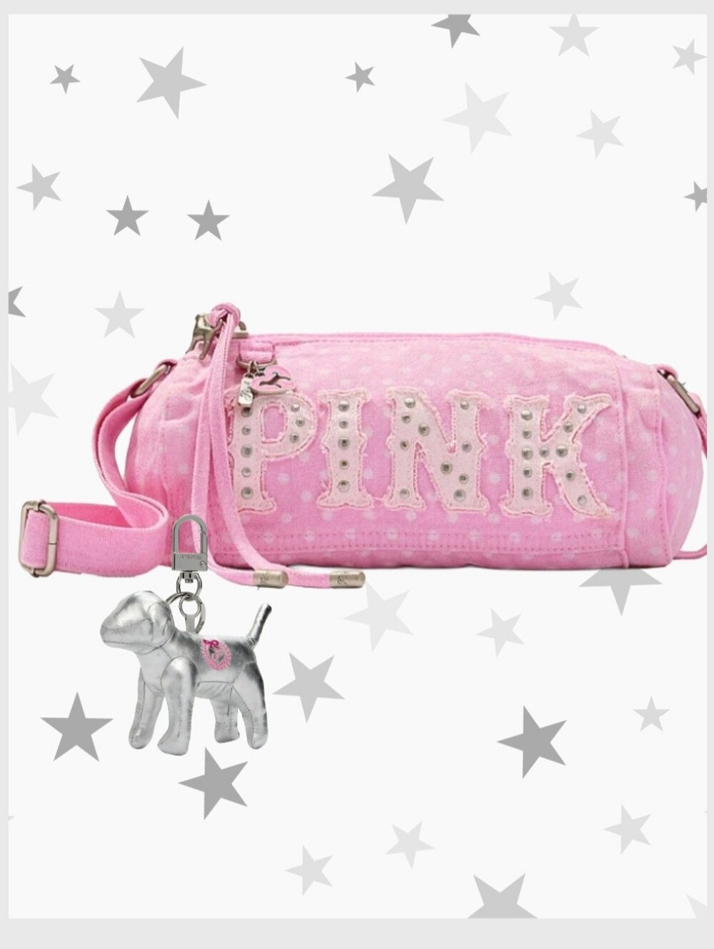 PINK Canvas Rolled Duffle Shoulder Bag Pink Dot SOLD OUT